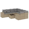 Image de vidaXL Ensemble de salon de jardin 9 pièces avec coussins beige Poly rotin