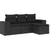 Image de vidaXL Ensemble de salon de jardin 4 pièces avec coussins noir poly rotin