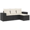 Image de vidaXL Ensemble de salon de jardin 4 pièces avec coussins noir poly rotin