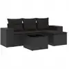 Image de vidaXL Ensemble de salon de jardin 5 pièces avec coussins noir poly rotin