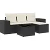 Image de vidaXL Ensemble de salon de jardin 5 pièces avec coussins noir poly rotin