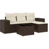Image de vidaXL Ensemble de salon de jardin 5 pièces avec coussins Marron Poly Rattan