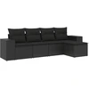 Image de vidaXL Ensemble de salon de jardin 5 pièces avec coussins noir poly rotin