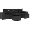Image de vidaXL Ensemble de salon de jardin 6 pièces avec coussins noir poly rotin