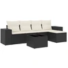 Image de vidaXL Ensemble de salon de jardin 6 pièces avec coussins noir poly rotin