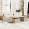 Image de vidaXL Ensemble de salon de jardin 6 pièces avec coussins Beige Poly Rattan