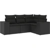 Image de vidaXL Ensemble de salon de jardin 4 pièces avec coussins noir poly rotin