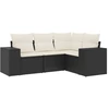 Image de vidaXL Ensemble de salon de jardin 4 pièces avec coussins noir poly rotin