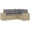 Image de vidaXL Ensemble de salon de jardin 4 pièces avec coussins Beige Poly Rattan