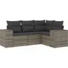 Image de vidaXL Ensemble de salon de jardin 4 pièces avec coussins Gris Poly rotin
