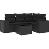 Image de vidaXL Ensemble de salon de jardin 5 pièces avec coussins noir poly rotin
