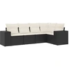 Image de vidaXL Ensemble de salon de jardin 5 pièces avec coussins noir poly rotin