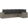 Image de vidaXL Ensemble de salon de jardin 5 pièces avec coussins Gris Poly rotin
