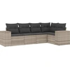 Image de vidaXL Ensemble de salon de jardin 5 pièces avec coussins gris clair Poly rotin