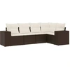 Image de vidaXL Ensemble de salon de jardin 5 pièces avec coussins Marron Poly Rattan