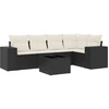 Image de vidaXL Ensemble de salon de jardin 6 pièces avec coussins noir poly rotin