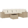 Image de vidaXL Ensemble de salon de jardin 6 pièces avec coussins Beige Poly Rattan