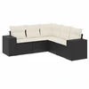 Image de vidaXL Ensemble de salon de jardin 5 pièces avec coussins noir poly rotin
