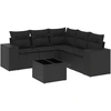 Image de vidaXL Ensemble de salon de jardin 6 pièces avec coussins noir poly rotin