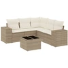 Image de vidaXL Ensemble de salon de jardin 6 pièces avec coussins Beige Poly Rattan