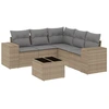 Image de vidaXL Ensemble de salon de jardin 6 pièces avec coussins Beige Poly Rattan