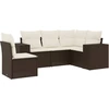 Image de vidaXL Ensemble de salon de jardin 5 pièces avec coussins Marron Poly Rattan