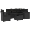 Image de vidaXL Ensemble de salon de jardin 6 pièces avec coussins noir poly rotin