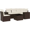 Image de vidaXL Ensemble de salon de jardin 6 pièces avec coussins Marron Poly Rattan