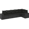 Image de vidaXL Ensemble de salon de jardin 6 pièces avec coussins noir poly rotin