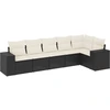 Image de vidaXL Ensemble de salon de jardin 6 pièces avec coussins noir poly rotin