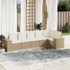 Image de vidaXL Ensemble de salon de jardin 6 pièces avec coussins Beige Poly Rattan