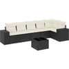 Image de vidaXL Ensemble de salon de jardin 7 pièces avec coussins noir poly rotin
