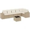 Image de vidaXL Ensemble de salon de jardin 7 pièces avec coussins Beige Poly Rattan