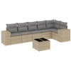 Image de vidaXL Ensemble de salon de jardin 7 pièces avec coussins Beige Poly Rattan