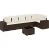 Image de vidaXL Ensemble de salon de jardin 7 pièces avec coussins Marron Poly rotin