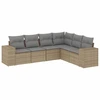 Image de vidaXL Ensemble de salon de jardin 6 pièces avec coussins Beige Poly Rattan