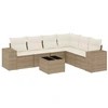 Image de vidaXL Ensemble de salon de jardin 7 pièces avec coussins Beige Poly Rattan