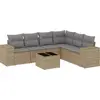 Image de vidaXL Ensemble de salon de jardin 7 pièces avec coussins Beige Poly Rattan