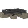 Image de vidaXL Ensemble de salon de jardin 7 pièces avec coussins Gris Poly rotin