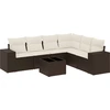 Image de vidaXL Ensemble de salon de jardin 7 pièces avec coussins Marron Poly rotin