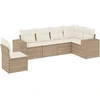 Image de vidaXL Ensemble de salon de jardin 6 pièces avec coussins Beige Poly Rattan