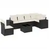 Image de vidaXL Ensemble de salon de jardin 7 pièces avec coussins noir poly rotin