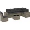 Image de vidaXL Ensemble de salon de jardin 7 pièces avec coussins Gris Poly rotin
