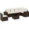 Image de vidaXL Ensemble de salon de jardin 7 pièces avec coussins Marron Poly rotin