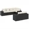 Image de vidaXL Ensemble de salon de jardin 7 pièces avec coussins noir poly rotin