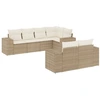 Image de vidaXL Ensemble de salon de jardin 7 pièces avec coussins Beige Poly Rattan