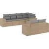 Image de vidaXL Ensemble de salon de jardin 7 pièces avec coussins Beige Poly Rattan