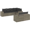 Image de vidaXL Ensemble de salon de jardin 7 pièces avec coussins Gris Poly rotin