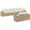 Image de vidaXL Ensemble de jardin canapé 8 pièces avec coussins Beige Poly Rattan