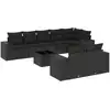 Image de vidaXL Ensemble de salon de jardin 9 pièces avec coussins noir poly rotin